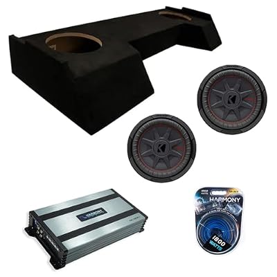 American Sound Connection Compatible with 2019-2025 Dodge Ram Crew Cab 48CWRT104 Dual 10" Subwoofer 800W Loaded Sealed Sub Box Enclosure Bundle | HA-A800.1 800W Amplifier, 4GA Amp Wiring Kit