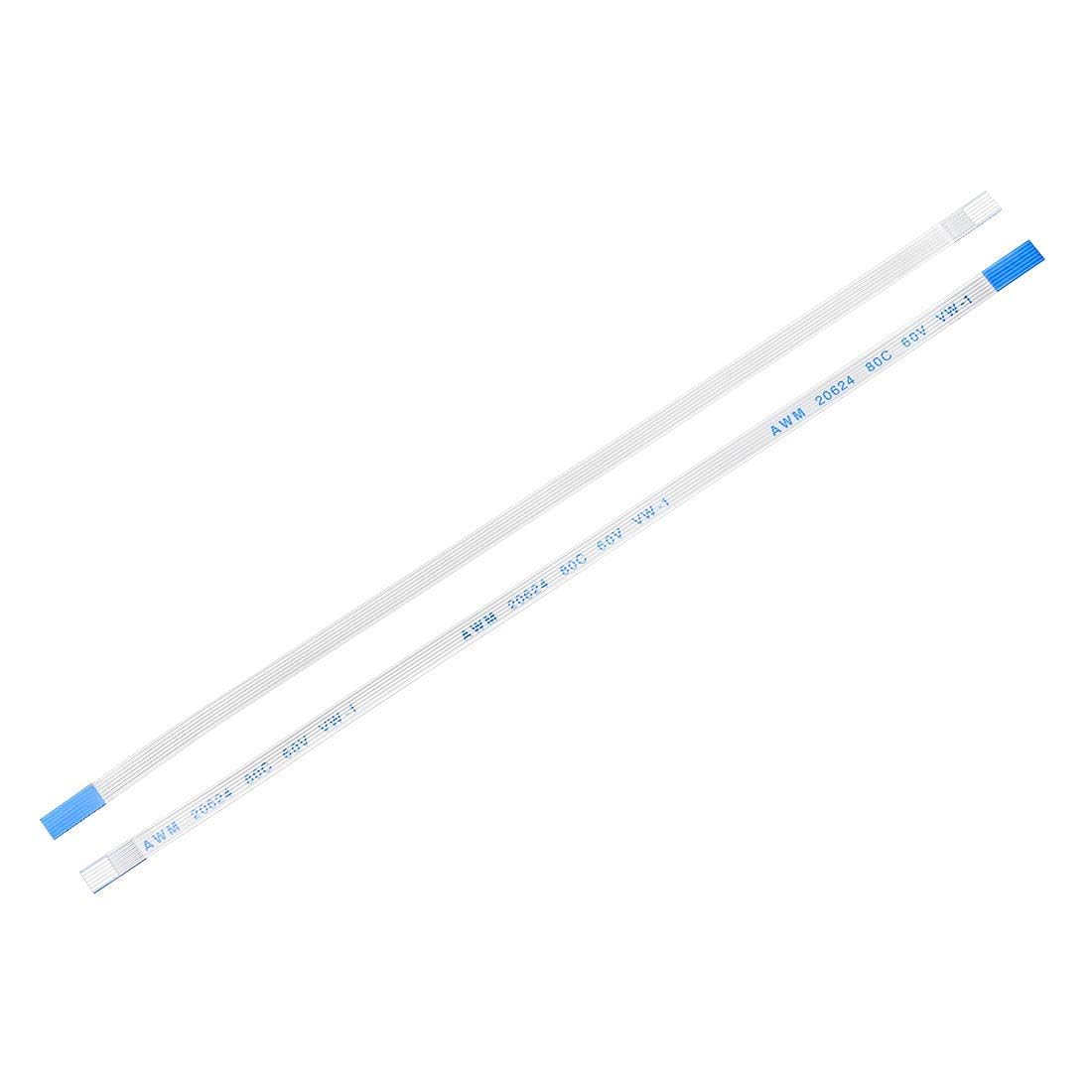 6 Pin 0.5mm Pitch FPC (B-TYPE) 100mm Length Ribbon Flexible Flat Cable,White,Pack Of-1 (6 Pin)