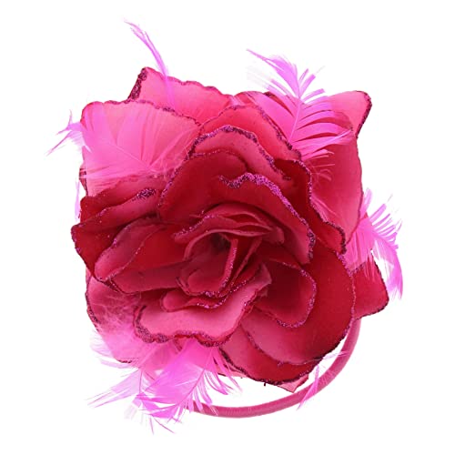 Topkids Accessories Rose Flower Hair Clip Hairband Floral Corsage Fascinator Hair Band Aligator Beak Grip for Women & Girls Wedding Prom Party Special Occasion (Fuchsia 2Tone)