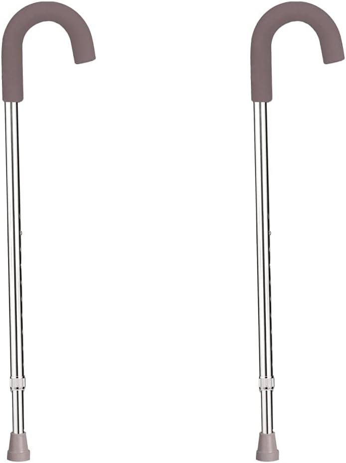 Drive Medical Round Handle Aluminum Walking Cane with Foam Grip, Silver