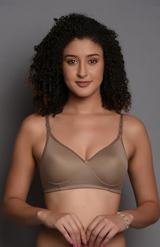 BRIELLE Women's Cotton Blend Lightly-Padded Wirefree Full Coverage T-Shirt Bras, Pack of 3 - Image 5