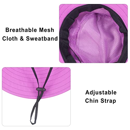 Mukeyo Toddle Child Kids Girl Summer Sun Hat Wide Brim Uv Protection Hats Foldable Ponytail Bucket Cap For Beach Fishing Pure Purple #TOP4