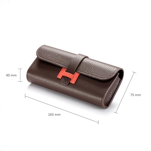 FEFI - Hardcase Softcase etui na okulary o atrakcyjnym wyglądzie skóry z zapięciem wtykowym - w zestawie ściereczka do czyszczenia okularów, szary, M
