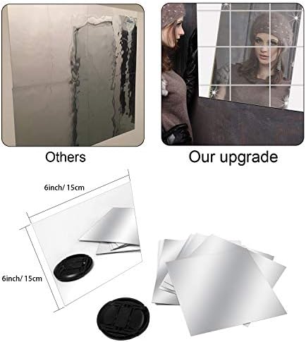 TUPARKA 10 Pack Upgrade Self Adhesive Acrylic Plastic Mirror Tiles Removable Flexible Mirror Sheets Mirror Wall Stickers for Home Decoration, 6 Inch