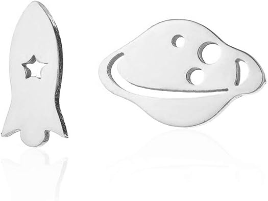 Mini Rocket Satellite Stud Earrings Fashion Planets Spaceship Ear Studs Charm Women Jewelrysilver