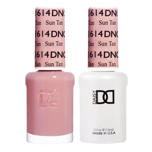 DND Gel Polish Set, Beige Nude Collection, UV/LED Gel Polish and Air Dry Nail Lacquer, Matching Chip-Free Polish Duo, 614 Sun Tan, 0.5 Fl Oz
