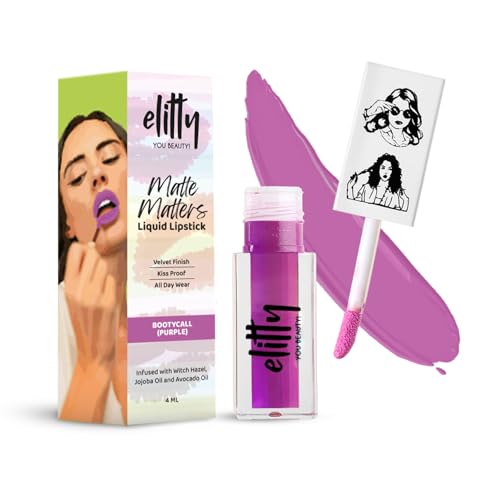 Image of Elitty Liquid Matte Lipstick | Transferproof, Smudgeproof & Lightweight | Bootycall (Purple)- 4 ML
