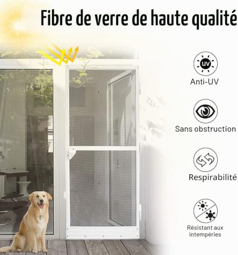 NAIZY Porte Moustiquaire Alu pour Porte jusqu'à 120 x 240 cm - Blanc – vue 4