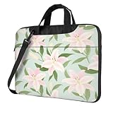 Panverix Maletín bandolera para laptop con correas de hombro y asa para viajes de oficina, Imagen de flor, 14 inch