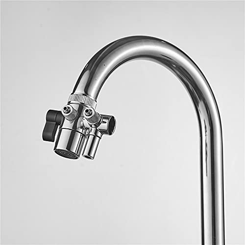 Weirun Two Way Kitchen Bathroom Sink Faucet Water Filter Diverter Valve For Push On 1/4 Inch Tubing Replacement Part Adapter With M22 X M24 Connector, Polished Chrome #TOP5