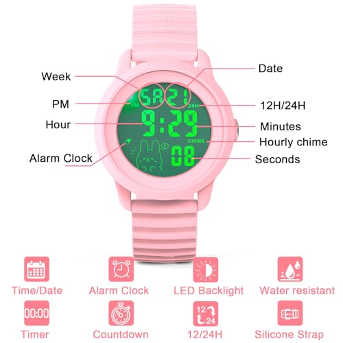 image for Edillas Kid Watch Digital for Teen Girls. 1.57 Inch Sports Watch with 
