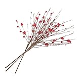 JECOMPRIS 3 Stück Künstliche Rote Herz Beerenstiele Dekoration für Valentinstag Hochzeit Multifunktionale Tischdeko für Wohn und Festräume