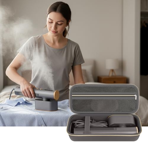Image of Steamer Case Compatible with Jack & Rose /for FEPPO /for Nesugar /for Kssvzz Portable Steamers, Handheld Iron Carrying Storage Bag Organizer with Mesh Pocket for Accessories-Brown
