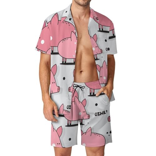 Chemise hawaïenne cochon de dessin animé : évitez la chaleur avec style en taille S