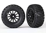 Traxxas 7473T Pre-Glued Black Wheels with Gravel Pattern Tires, TSM Rated (Sold As Pair) Vehicle