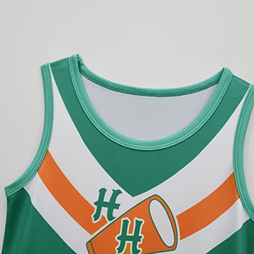 Dotrewes Green Cheerleading Outfit Girls St 4 Movie Cheerleader Costume Halloween Costume Green High Cheer Uniform St4 Cheer Outfit Stranger Movie Character Role Play Costume Outfit With Pom Pom #TOP6