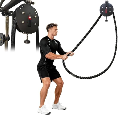 Endless Rope Trainer Pulley Cable Machine System with Adjustable Resistance, 330lb Load Capacity, For Muscle Endurance Upper Extremity Training