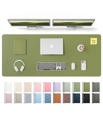 Image of YSAGi Leather Desk Pad Protector, Office Desk Mat, Large Mouse Pad, Non-Slip PU Leather Desk Blotter, Laptop Desk Pad, Waterproof Desk Writing Pad for Office and Home (Green,55 inch x 17.2 inch)