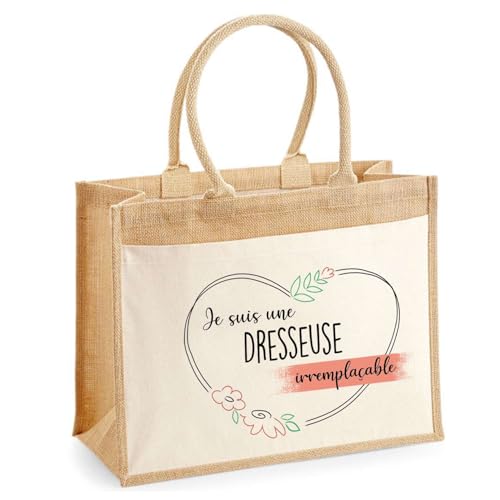 Cabas jute avec poche grand format pour le rangement de vos courses de marché