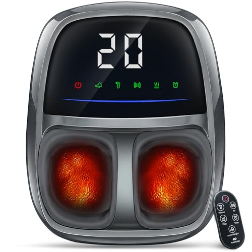 EaseZen Foot Massager with Heat, Upgraded Adjustable Arch Lift & Large LED Touchscreen, Deep Kneading Shiatsu Foot Massager for Neuropathy, Plantar Fasciitis Relief, High Arch & Elderly