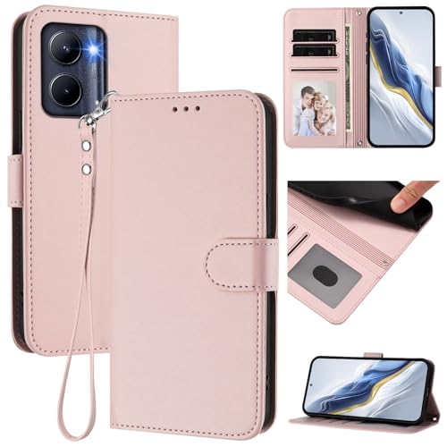 Pzwoxukhov Compatible with Realme C33 2022 Case Cover,Compatible with Realme C33 2023 Phone Case,Solid Color flip Shockproof Case Cover Pink