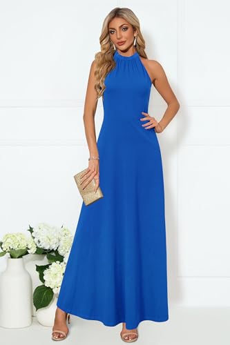 Image of STYLEWORD Women's Summer Floral Halter Maxi Dress Vacation Semi Formal 2026
