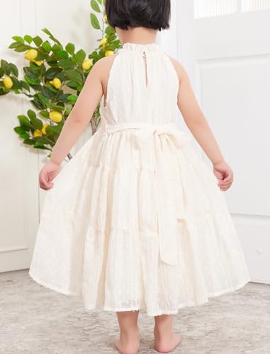 Girls Lace Dresses Halter Neck Beige Dress Maxi Dress 3 to 9 Years4
