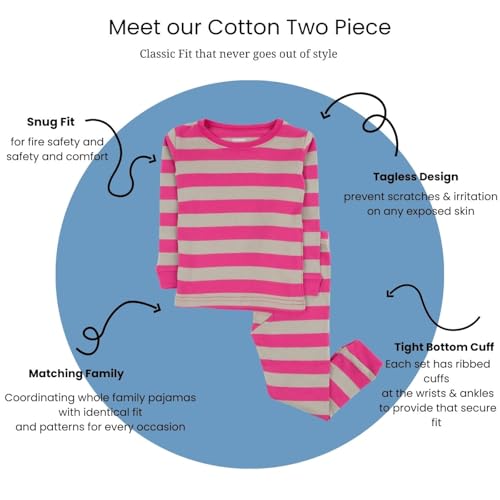 Leveret Kids Pajamas Boys & Girls Striped 2 Piece Pajama Set 100% Cotton (Size 2-14 Years)3