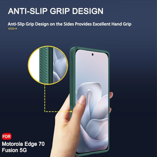 Image of TheGiftKart Liquid Silicon Back Cover Case for Motorola Moto Edge 70 Fusion 5G | ShockProof Military Grade Protection | Micro-Fibre Cloth On Inner Side | Built-In Anti-Slip Grip Back Case (TPU, Green)