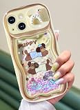 Toycamp for iPhone 13 Case 6.1 Inch - Women Girls Cute Phone Cover Dog Puppy with Sliding Camera Cover Girly Bling Glitter Kawaii Design Flowing Liquid Quicksand Phone Case for iPhone 13