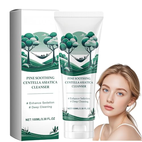 Image of Soothing Facial Cleanser Pine with Cica,Centella Cleansing Foam,Gentle Foaming Face Wash for All Skin,Hydrating Face Wash,Low pH Good Morning Foam Cleanser,Moisturizing,Hydrating&Effective Cleansing