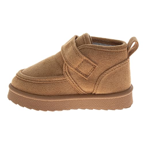 Josmo Kids Moccasin Loafer Boots Laceless Easy Strap Closure - Casual Dress Penny Slip-On Shoe Booties - Tan (size 4 Infant)