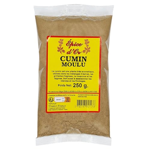 Cumin Moulu 250g - Epice d'Or, 100% Cumin en Poudre Naturel, Sans Additifs, Haute Qualité, Sans Conservateur