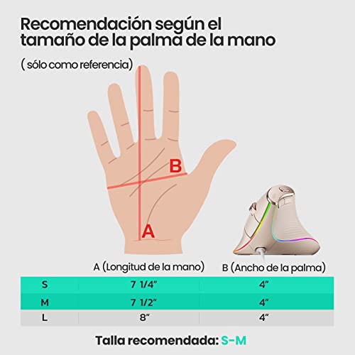 Ratón vertical con cable Nulea con diseño ergonómico de alta precisión y USB, rosa 5