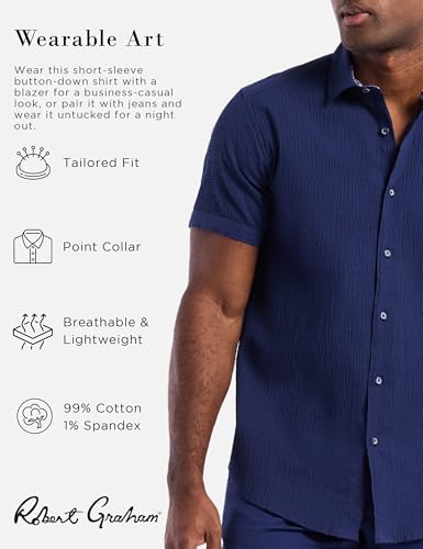 Robert Graham Mens Piers Short Sleeve Button Down Woven Shirt2