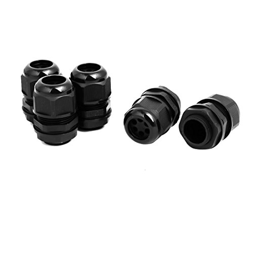 Aexit M25x1.5mm 3.6mm-5.2mm Transmission Range Nylon 6 Holes Adjustable Cables Gland Gray 5pcs