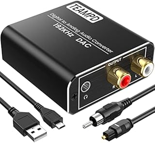 192KHz DAC Converter, Digital SPDIF Toslink to Analog Stereo Audio Converter,R/L Converter Adapter with Optical Cable 3.5mm Jack Output,with Optical RCA Coaxial Cable for HDTV PS3 PS4 Xbox DVD Blu-ray