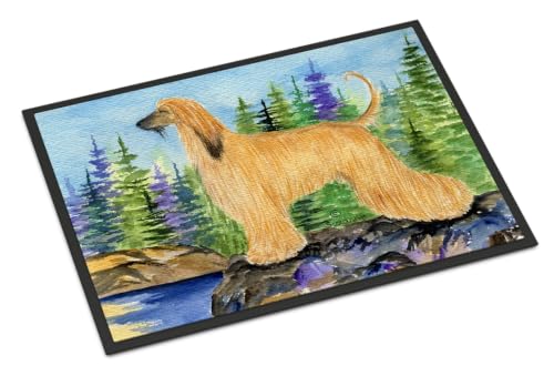 Caroline's Treasures SS8220MAT Afghan Hound Doormat 18x27 Front Door Mat Indoor Outdoor Rugs for Entryway, Non Slip Washable Low Pile, 18H X 27W