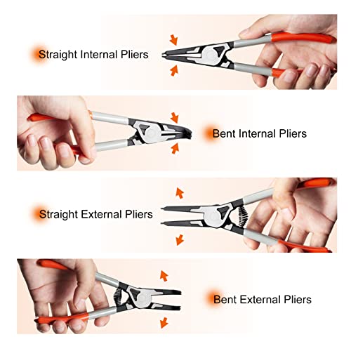 Leontool Snap Ring Pliers 7-Inch External Circlip Pliers Lock Ring Pliers Straight Jaw For Ring Installing Remover Retaining #TOP3