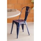 Orion91 ORION91oficial® - Silla Acero Beta Azul Oscuro Apilable (85x43x45 cm) Estilo Industrial, Cocina - spaziOrion91-Unidad