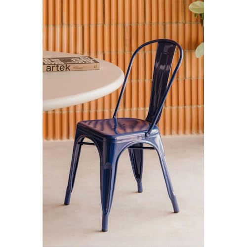 Orion91 ORION91oficial® - Silla Acero Beta Azul Oscuro Apilable (85x43x45 cm) Estilo Industrial, Convertible a Taburete, Comedor, Hostelería, Oficina, Salón, Teletrabajo, Cocina - spaziOrion91-Unidad
