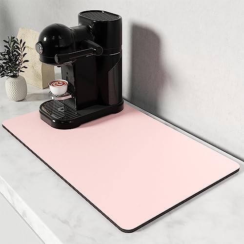 Rnivvi Coffee Mat, 12" x 19" Coffee Bar Mats for Espresso Machine Station Accessories and Organizer, Hide Stain Rubber Backed Absorbent Dish Drying Pad for Kitchen Counter, Cute Bar Decor Pad, Pink by Rnivvi - Used condition - US$7.83