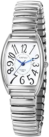JewelryWe Women's Elastic Watch Easy Reader Analog Quartz Stretch Band Wristwatch for Valentine's Day