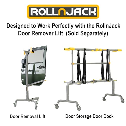 Image of RollnJack Door Dock Storage for Jeeps. 4 Jeep Doors, Bronco Doors, Freedom Panels. Safe and Efficient Storage. Compact, Quality Materials, Padded Contact. Works Great with the Door Removal
