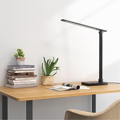 Simplified revised title: Dimmable LED Desk Lamp with USB Charging Port for Home Office and College Dorm Room