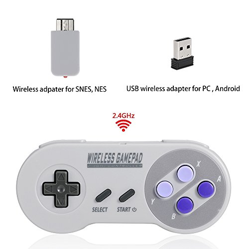 Wireless Controller for Super NES Classic Edition&NES Classic Edition, Honwally 2.4GHz USB Game pad for PC,Raspberry PI, Double Wireless Adapter (1 Pack) Wireless Controller for Super NES Classic Edition&NES Classic Edition, Honwally 2.4GHz USB Game pad for PC,Raspberry PI, Double Wireless Adapter (1 Pack)