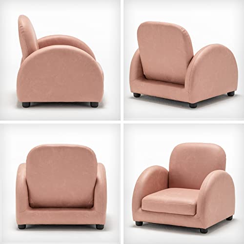 Unicoo Kids Chair Children’s Sofa With Footstool, Upholstered Couch, Sturdy Wood Construction With Faux Leather Cover, 5 Back Rest Positions, Mini Couch For Toddler (Zkl-K2130-Pink) #TOP6
