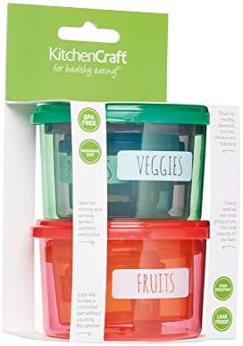 KitchenCraft Healthy Eating Portion Control Pots (Set of 7), Multi-colour, 9.5 x 7.5 x 16.5 cm