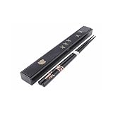 JapanBargain 3640, Travel Chopsticks with Case Reusable Chinese Korean Japanese Bamboo Portable Chop Sticks Utensil Dishwasher Safe Made in Japan, Black Crane