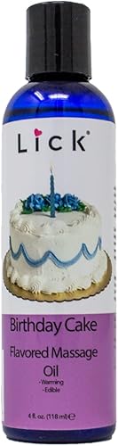 Lick Aceite de masaje con sabor a pastel de cumpleaños, aceite de masaje comestible inspirado en dulces celebraciones con aceite de almendras y